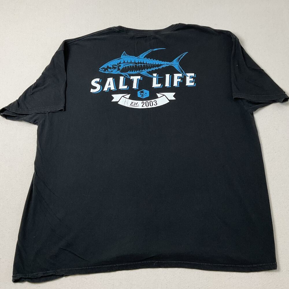 Salt Life Black Fishing Short Sleeve Graphic T Shirt Mens 2XL